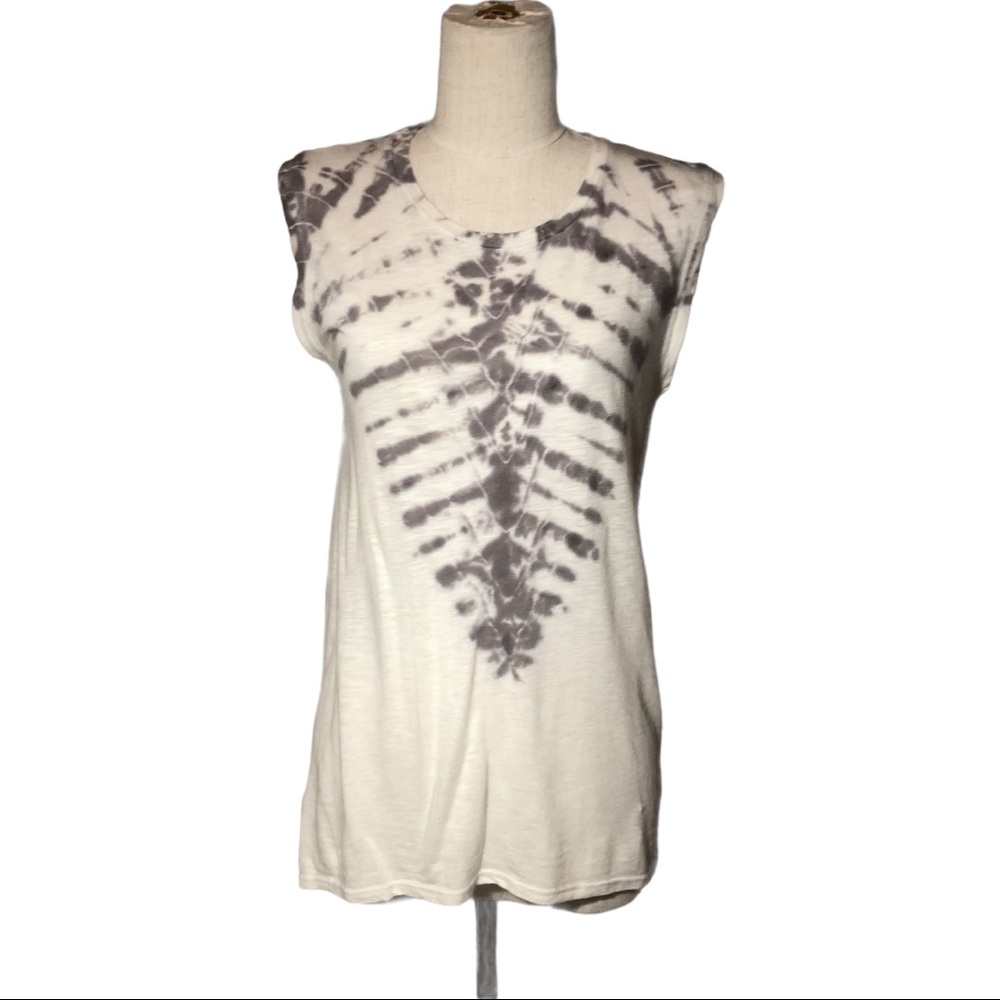 LA Made XS ivory brown tie dye tank top